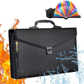YIHUAXING A4 Fireproof Zipper Expanding File Folder PP Material Briefcase Accordion File Organizer Bag Pocket Wallet Locking