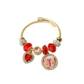 2025 Heart Charms Shinny Diamond Stones butterfly Blue Green Red Colors  18K Gold Stainless Steel Women Charms Bracelets