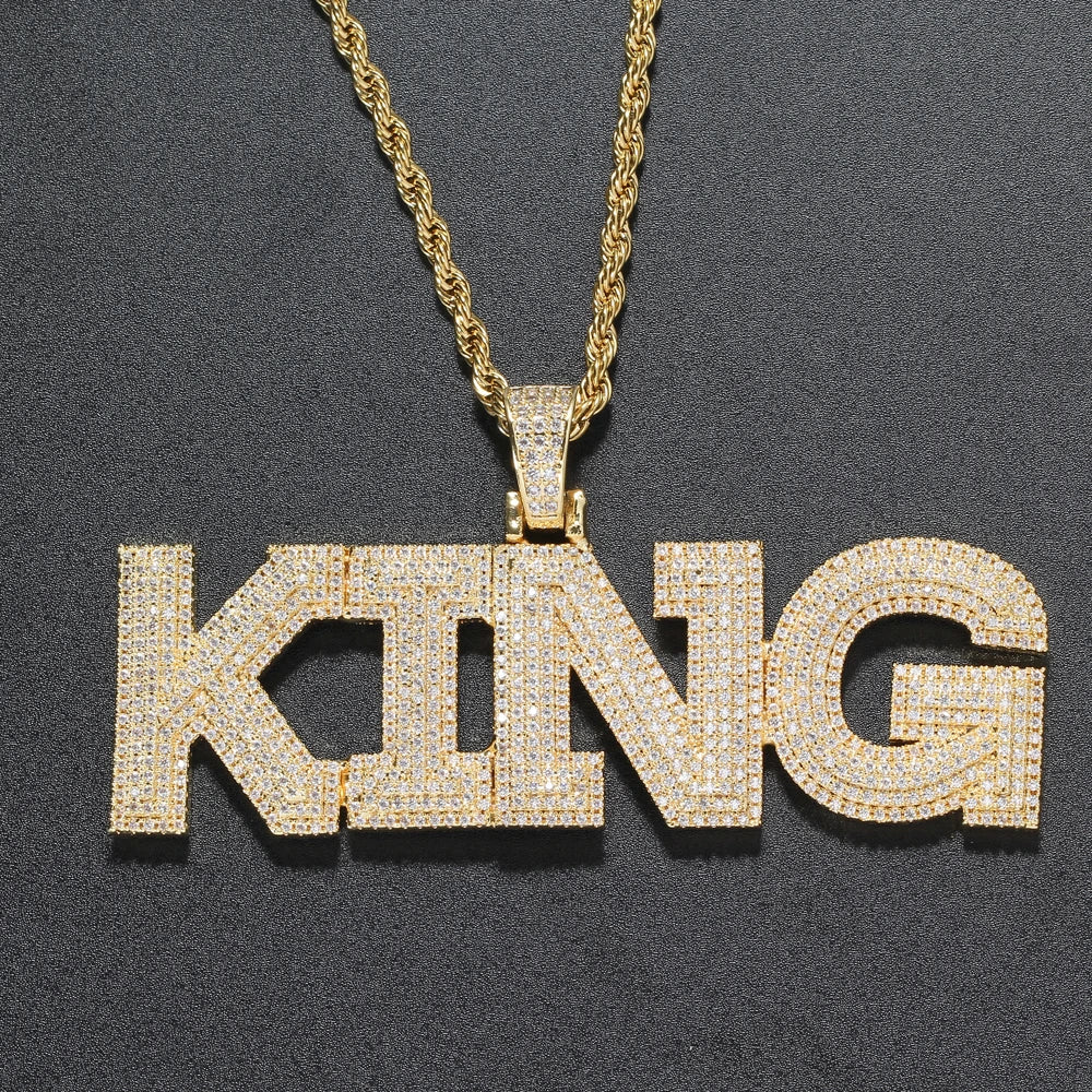 CP29 New Brass Customize Pendant Prong Setting with Zircon Bling Bling Necklace Hip Hop Jewelry