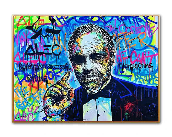 One-piece Delivery Wholesale 100% Hand-painted Home Decor Painting the Godfather Hand Paint Canvas Painting