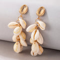 Kaimei 2025 Earring Fashion Jewelry New Bohemian Gold Shell Inlaid Earrings Geometric Irregular Sea Shell Gold Dangle Earrings