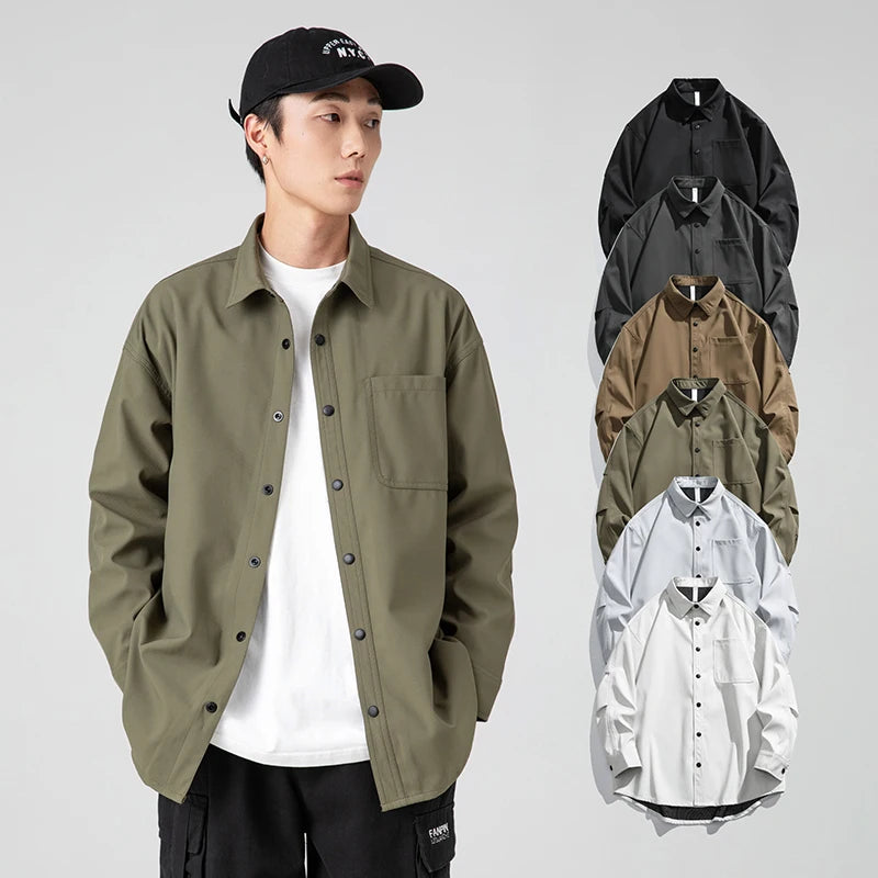 Men's Casual Shirts New Styles With Custom Logo 100% Polyester Breathable Large Size Button-Up Turn-Down Collar