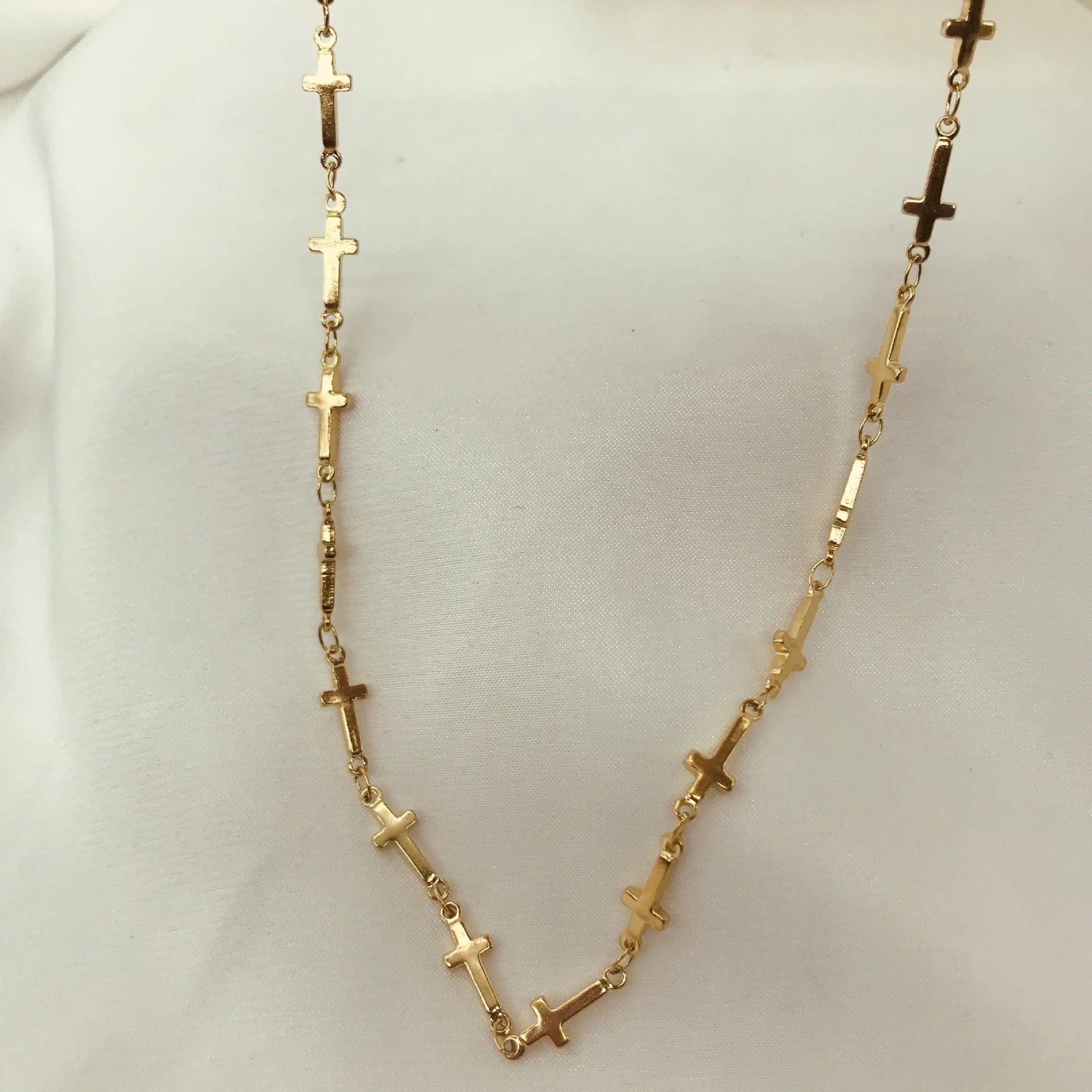 Anti Tarnish Waterproof Jewelry Hip Hop Classic 18K Gold Stainless Steel Cross Chain Choker Necklace for Women