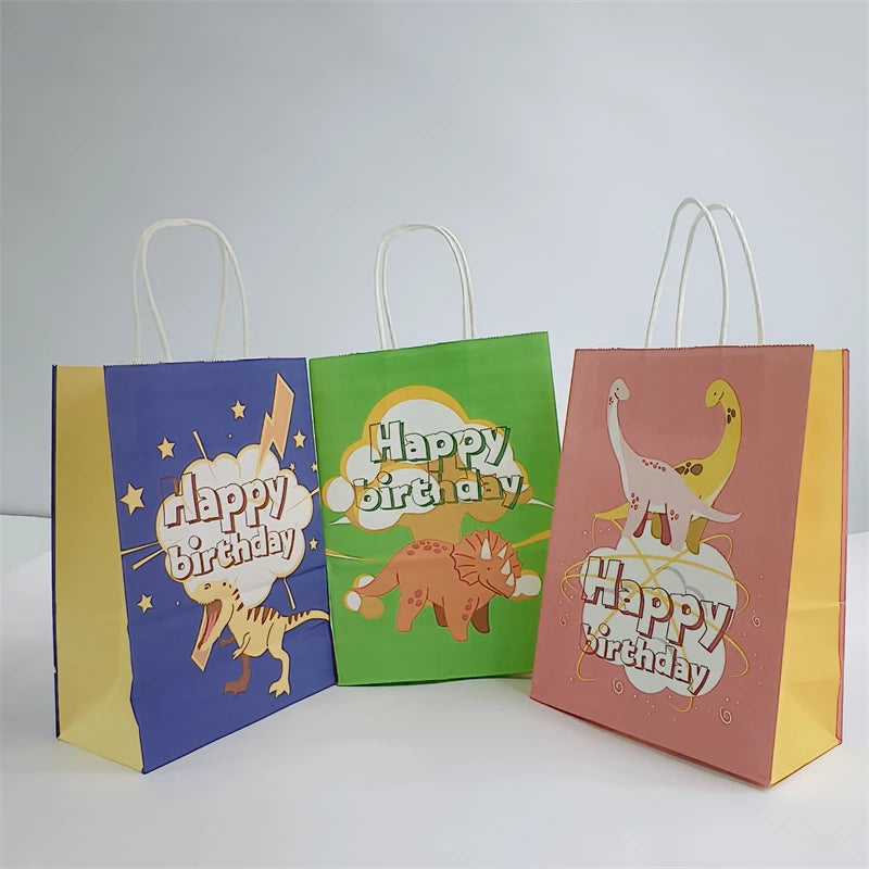 16*8*22cm Eco Friendly Cheap Price Happy Birthday Animal Print Gift Paper Bags With Cartoon Theme