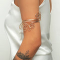 Personality Hyperbole Gypsy Alloy Spiral Cuff Bracelet Adjustable Geometric Flower Arm Bracelet for Women