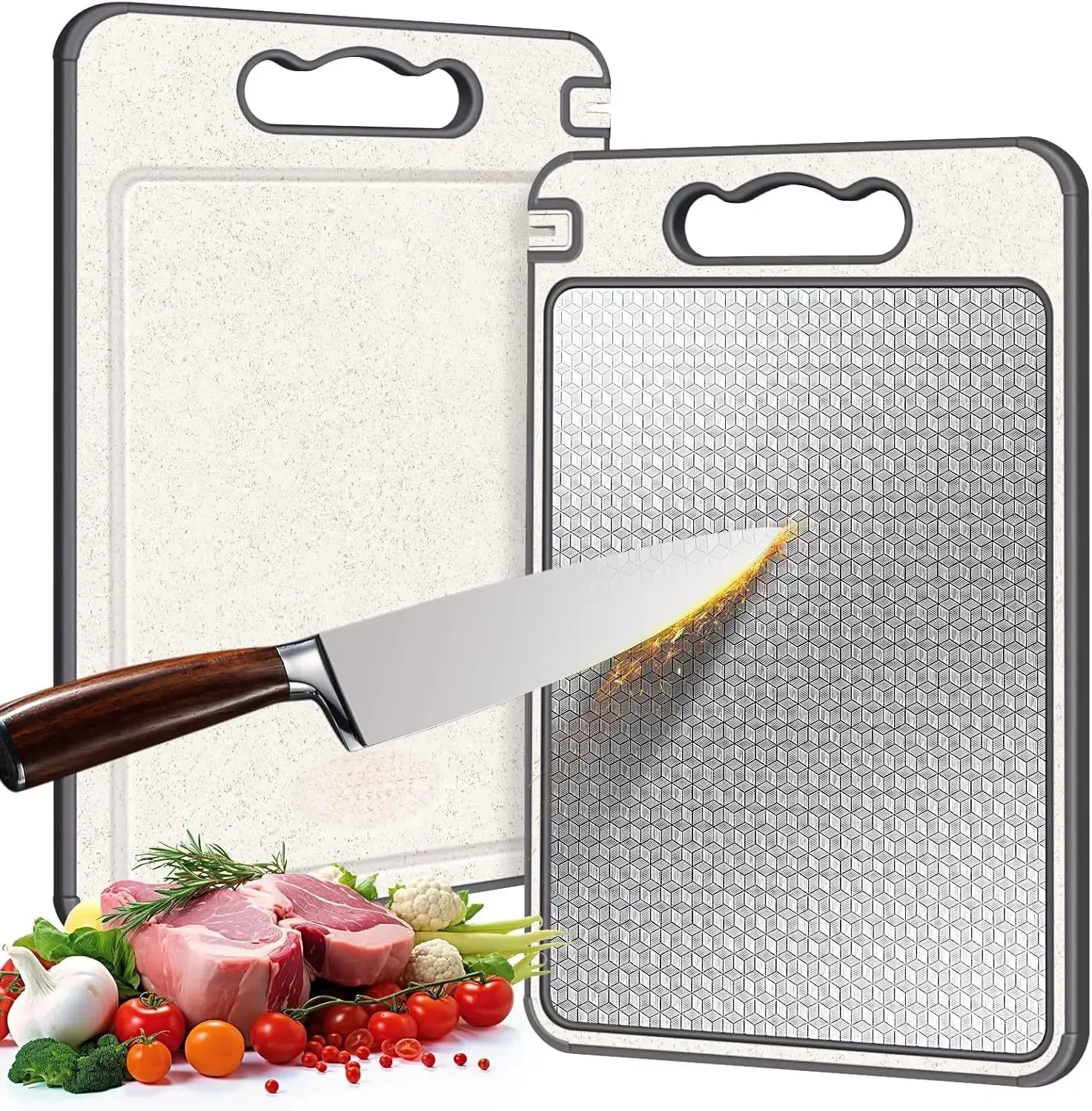 Stainless Steel Eco-Friendly Durable 4-in-1 Cutting Board Knife Sharpener Spice Grater Chopping Board Kitchen Double Sided