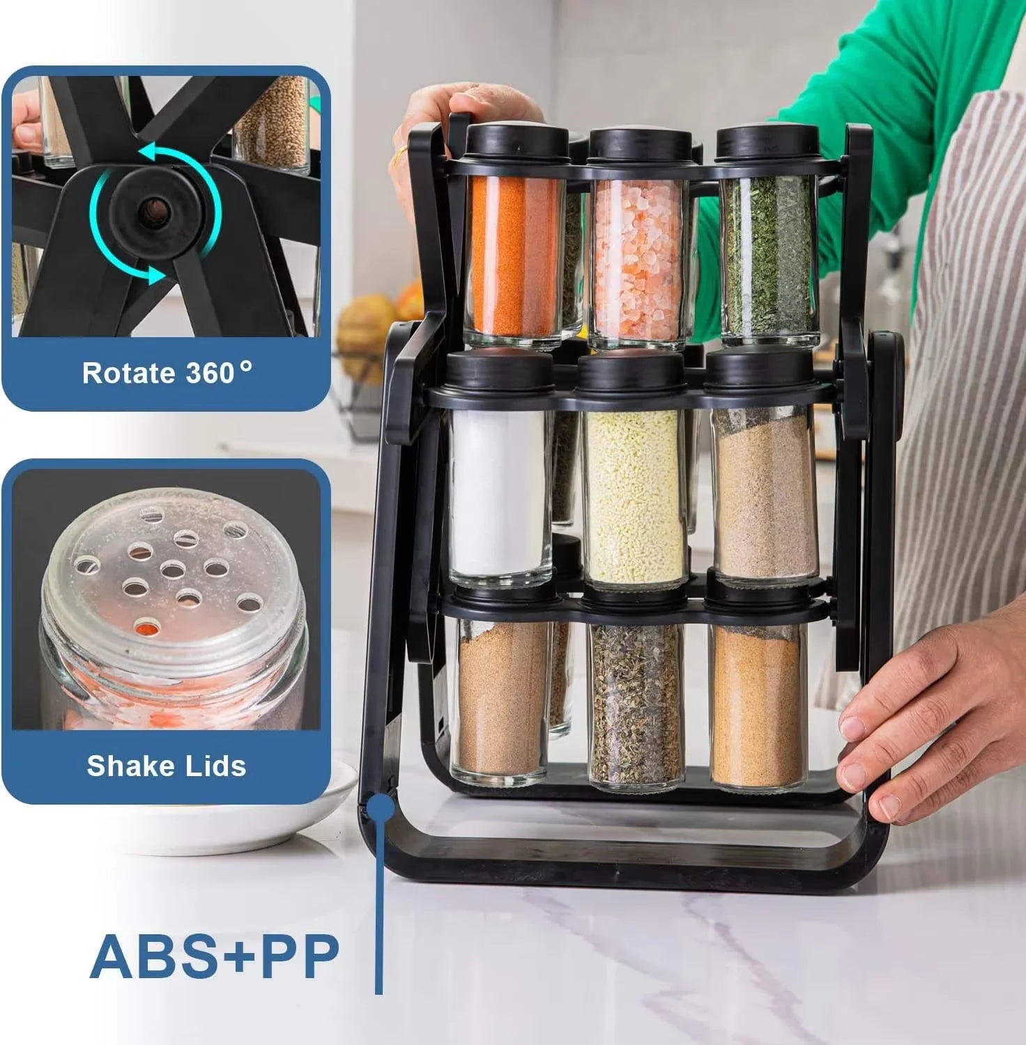 Factory Custom Ferris Wheel 18 Bottle Rotating Seasoning Organizer 360 Rotating Spice Rack Turntable Spice Rack with Bottles