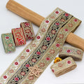 4cm Wide Diy Garment Accessories Ethnic Lace Trim Embroidery Fabric Sewing Textile Webbing Sequined Flower Lace Ribbon for Dress