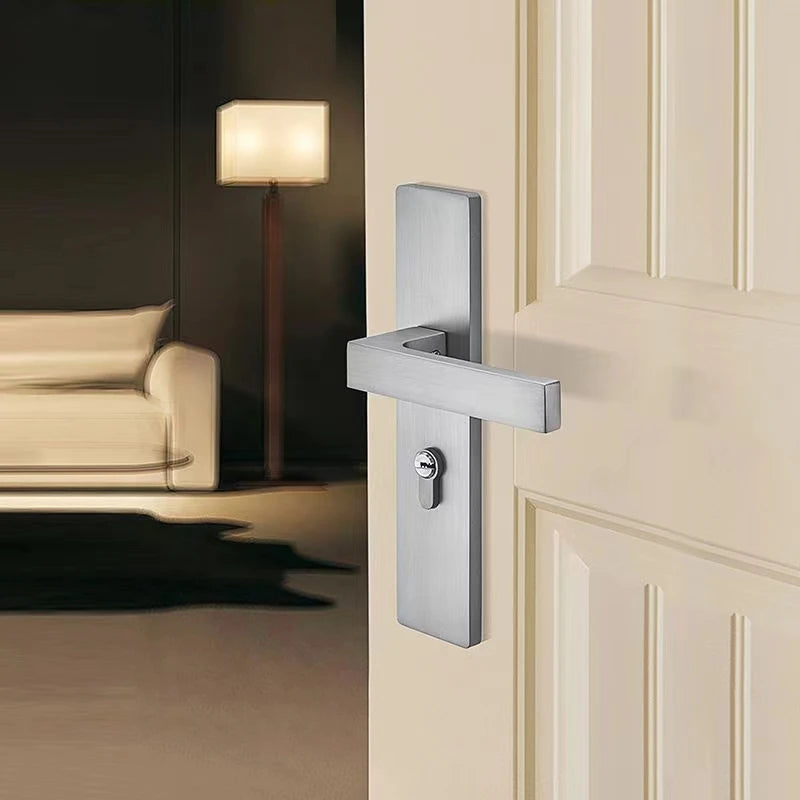 Modern Design Internal Matt Black Luxury Handle Door Lock Interior Lever Zinc Door Handle on Plate