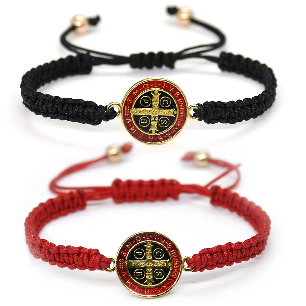 KDC871 Wholesale Women Men Handmade Macrame Braided Rope Religious Rosary Christian Fashion String Cross Bracelets