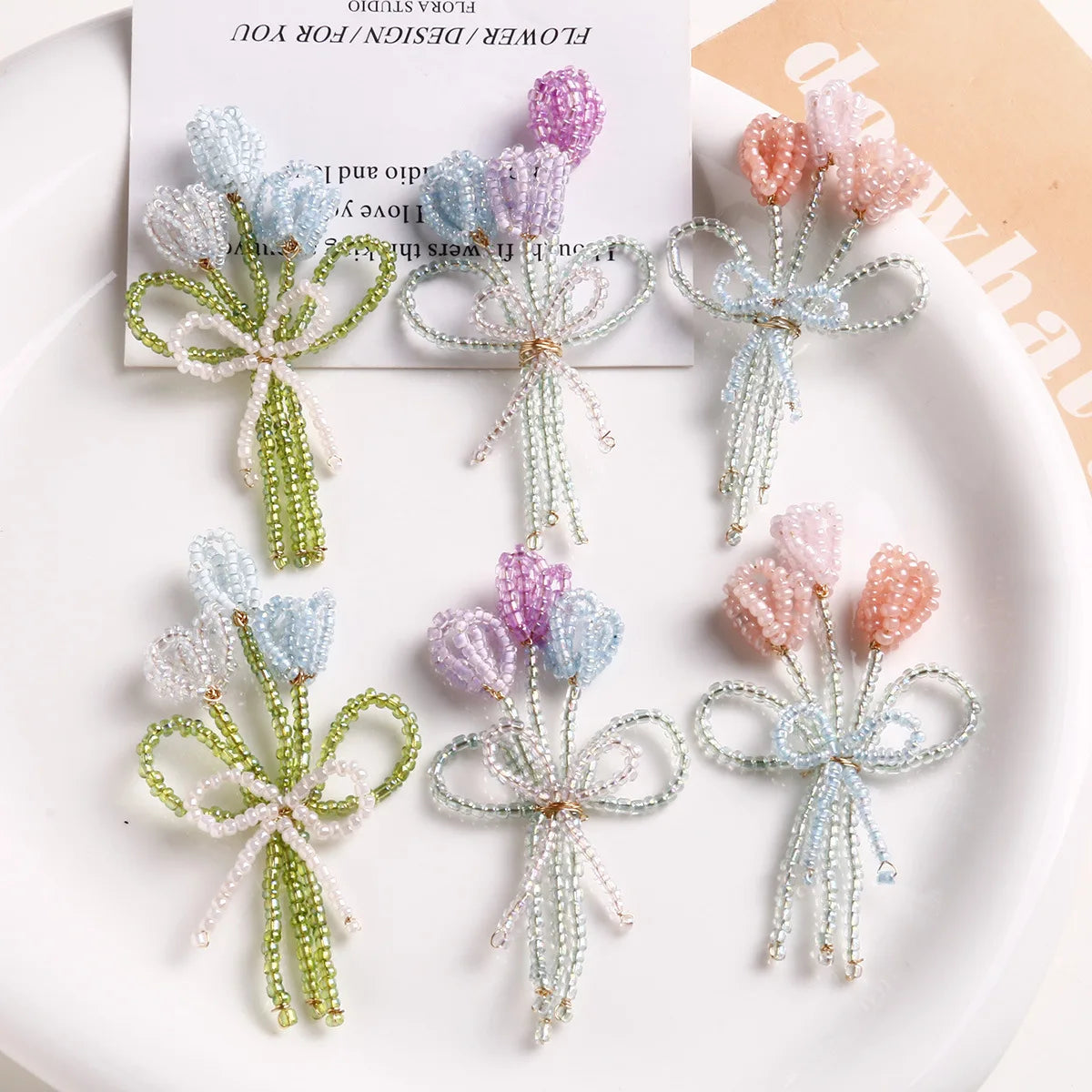 Delicate 74*38mm Colorful Seed Bead Tassel Handmade Multilayer Flower Bouquet Pendant for DIY Making Jewelry Accessories