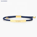 MARONEW Stainless Steel Weave Rope Custom Logo Charm Engraving Nylon Braided Gold ID Bracelet for Men Ladies Bangle Jewelry