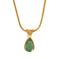 Tarnish Free Jewelry Droplet Shape Green Blue Glass Stone Pendant Design Stainless Steel Necklace