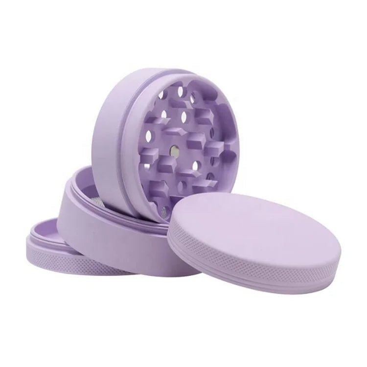 Custom Logo 2.5 Inch 4-Layer Matte Metal Aluminium 63mm Lid Eco-Friendly Herb & Spice Grinder Strong Magnet Scraper Stocked