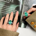 Geometric Bird's Nest Pattern Green Zircon Vintage Ring Women's Anniversary Commemorative Ring