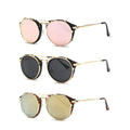Women Men Double Lens Metal Sunglasses Pink Silver Blue Shades UV400 Round Steampunk Sunglasses