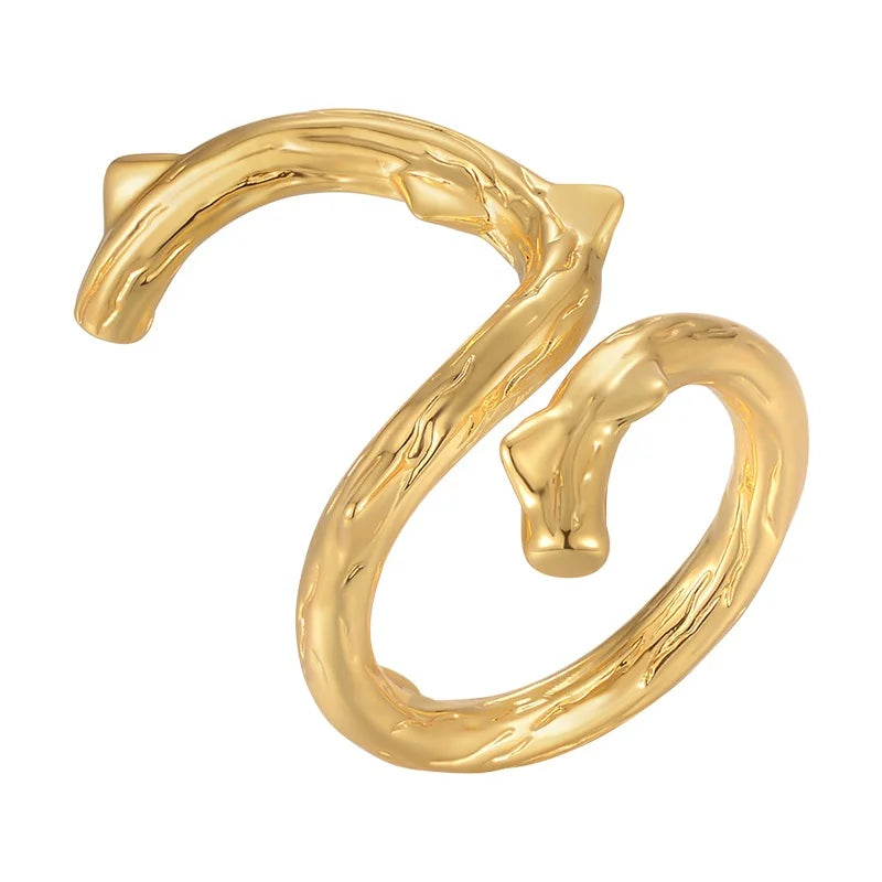 18K Gold Plated Brass Jewelry Thorns Shaped Design Open Ring Finger Accessories Rings R224158