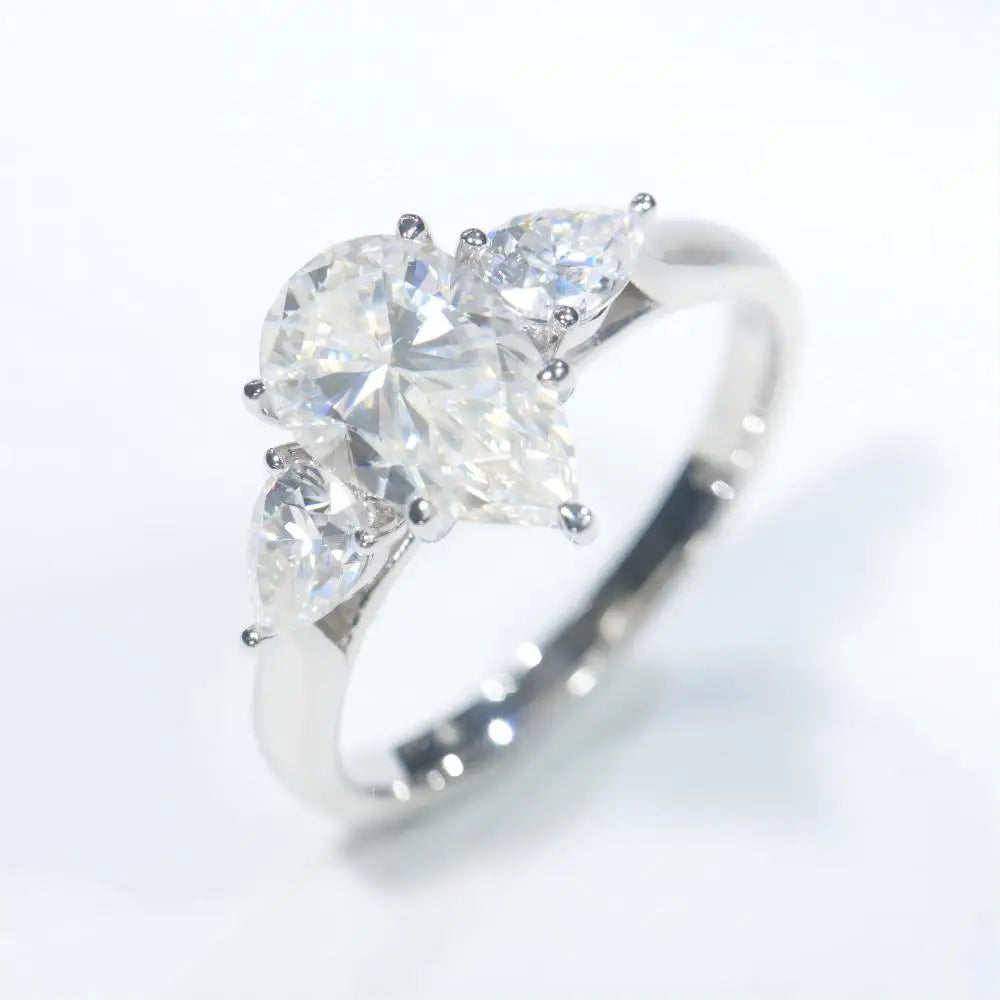Fine Jewelry Women 18k Solid Gold Jewelry 2ct Pear Moissanite Ring Engagement Vvs Moissanite Engagement Ring