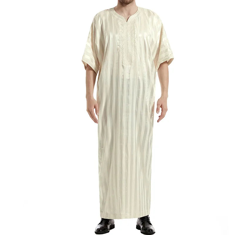 Simple Muslim Thobe Islamic Abaya Clothing Long Kaftan Middle Roba Arabic Men Abaya With Zipper Pockets