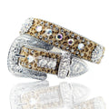 3.8cm 1.5" Width Zinc Alloy Customized Western Fashion Fancy studded Ball Chain Edge Full Crystal Rhinestone Belt