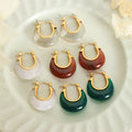 Wholesale Stainless Steel Jewelry Colorful Round Acrylic Resin Hoop Earrings Fashion Charm Earrings Boucle Doreille Bijoux