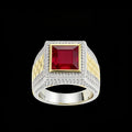 Stunning Anniversary Gift 925 Sterling Silver Princess Cut Moissanite Prong Setting Classic Men's Ring for Husband