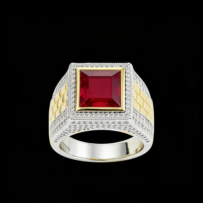 Stunning Anniversary Gift 925 Sterling Silver Princess Cut Moissanite Prong Setting Classic Men's Ring for Husband