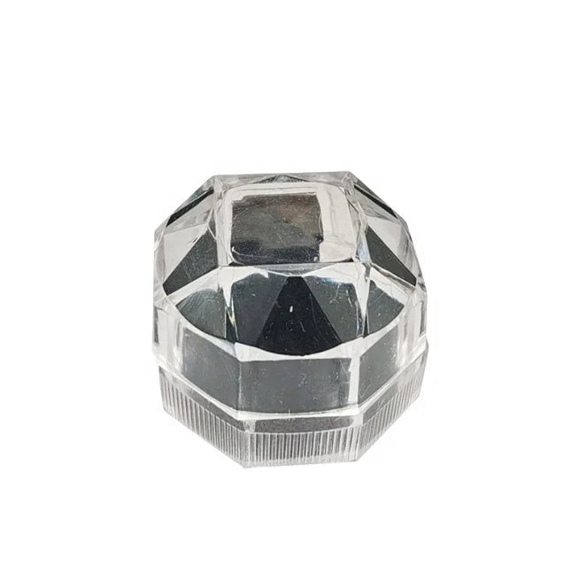 Clam Shell Clear Crystal Box Small Octagonal Ring Earrings Packing Box Acrylic with Velvet Jewelry Storage Box