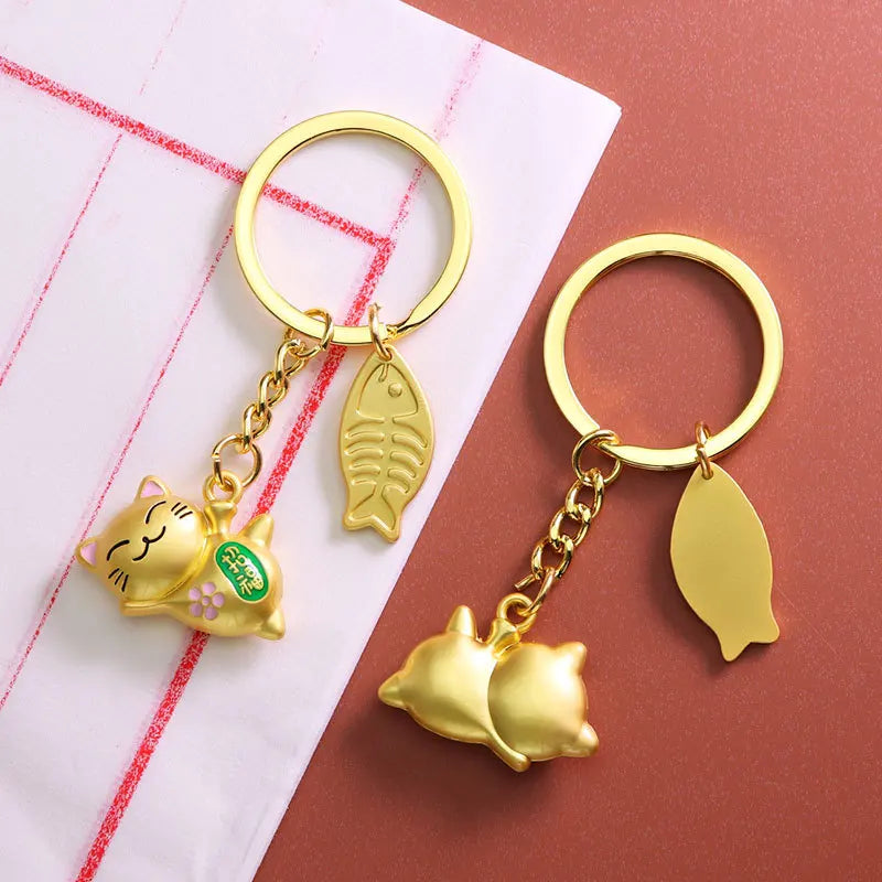 Maneki Neko Japan Lucky Cat Keychain Cute Kawaii Trinkets Accessories Car Bag Pendant Pray Fortune Fengshui Charm Key Chain