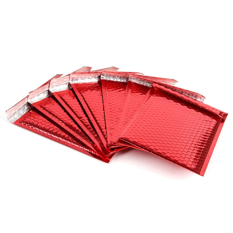 Custom Logo Red Poly Bubble Mailers Padded Envelopes Shipping Packaging Bag