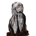 Women's Custom Digital Design Glossy Polyester Satin Scarf Bandannas Perris Pattern Printed Accessory Scarf