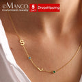EManco Dropshipping Custom Personalized Initial Necklace Gold Stainless Steel Name Necklace With Birthstone Unique Birthday Gift
