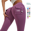 Joyyoung Super Soft Quick- Drying Fitness High-quality Honey Peach Overalls Pocket Womens Yoga Pants Leggings With Pockets