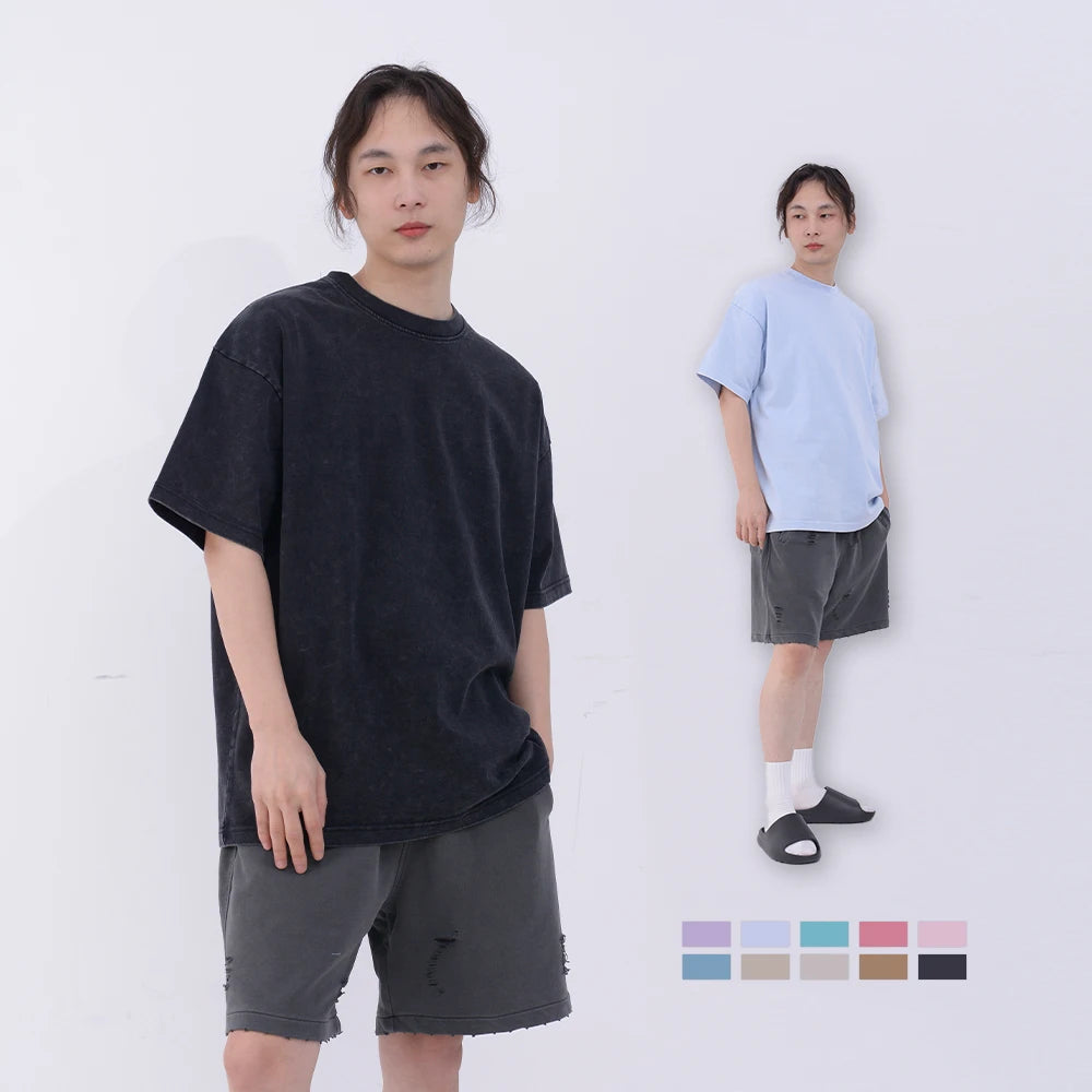 YQ Spring and Summer New Arrival High Quality Hot Selling Men's Hip-hop 100% Cotton T-shirts Batik Luxury Washed T-shirt
