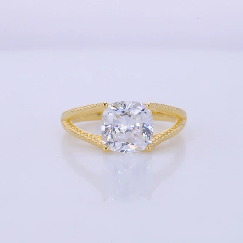 Starsgem Lab Grown Cushion Moissanite Ring D Color VVS Fancy Shape Moissanite Engagement Ring