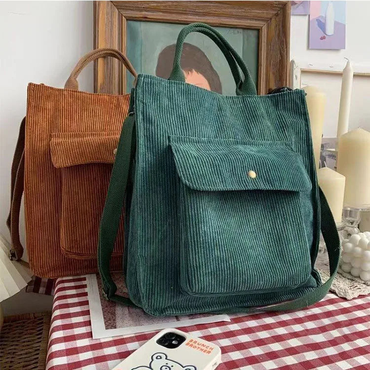 Canvas Custom Tote Bag for Women Shoulder Bags Zipper Girls Student Book Daily Use with Outside Pocket