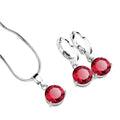 Luxury 12 Month Birthstone Crystal Pendant Necklace Earrings Jewelry Set for Women Bridal Wedding Gift