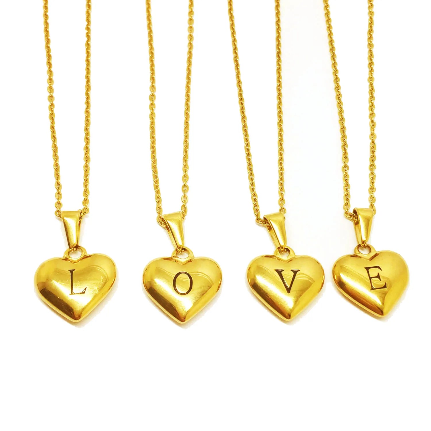 Fashion Custom Letter Necklace Jewelry Stainless Steel Women Heart Pendant 26 English Alphabet Initial Pendant Necklace