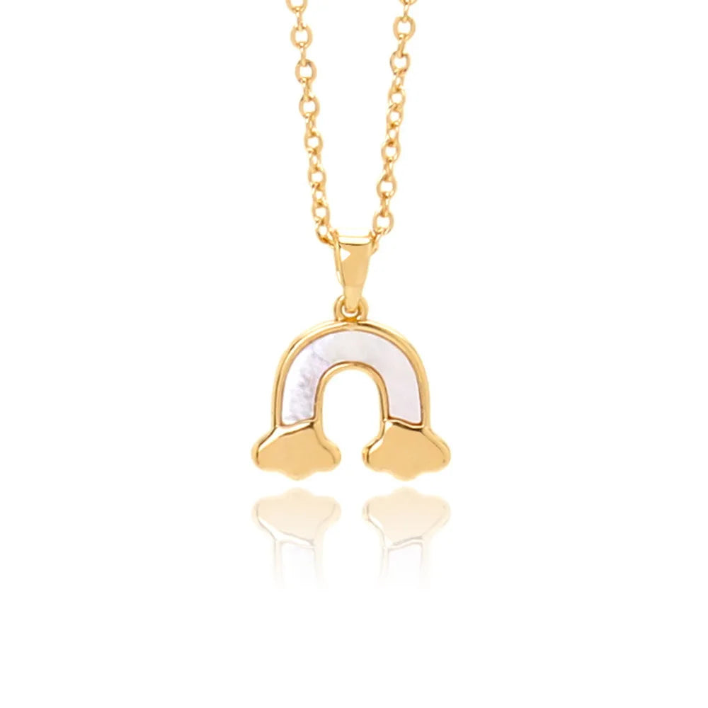 Customize 18k Real Gold Plated Necklace Creative Rainbow Shell Chokers Necklace Pendant for Women Jewelry Necklace