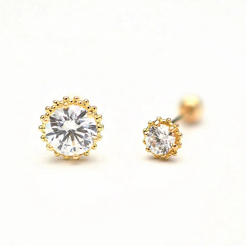 Getta 20g CZ Shape 10K 14K Solid Gold Cartilage Earring Helix Piercing Rook Conch Tragus Screw Stud Fine Jewelry for Weddings