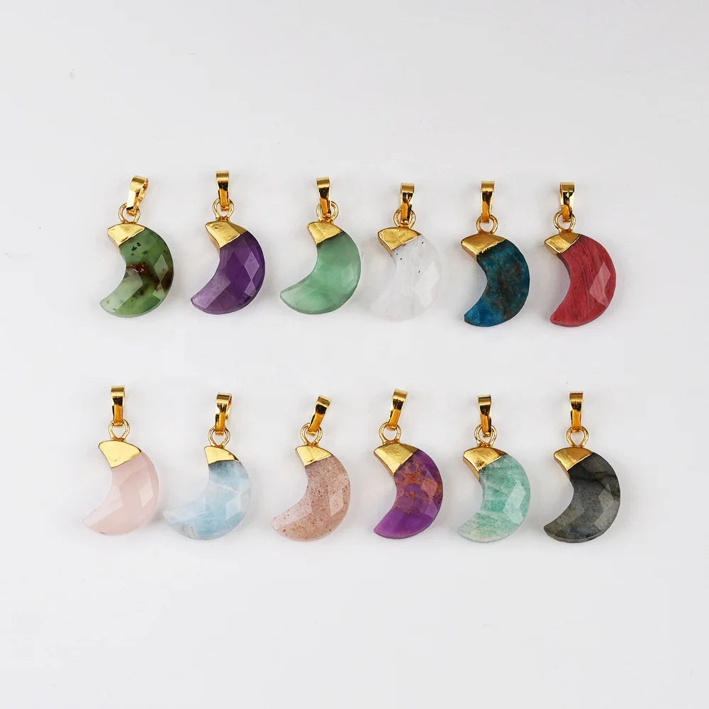 G2075 Natural Gemstone Moon Stone Cut Pendant Tiny Kids Gold Jewelry Crystal Pendant