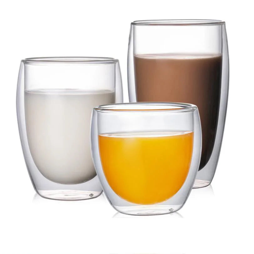 Egg-shaped Heat Insulation Thickened High Borosilicate Double Wall Glass Mug Transparent Cup