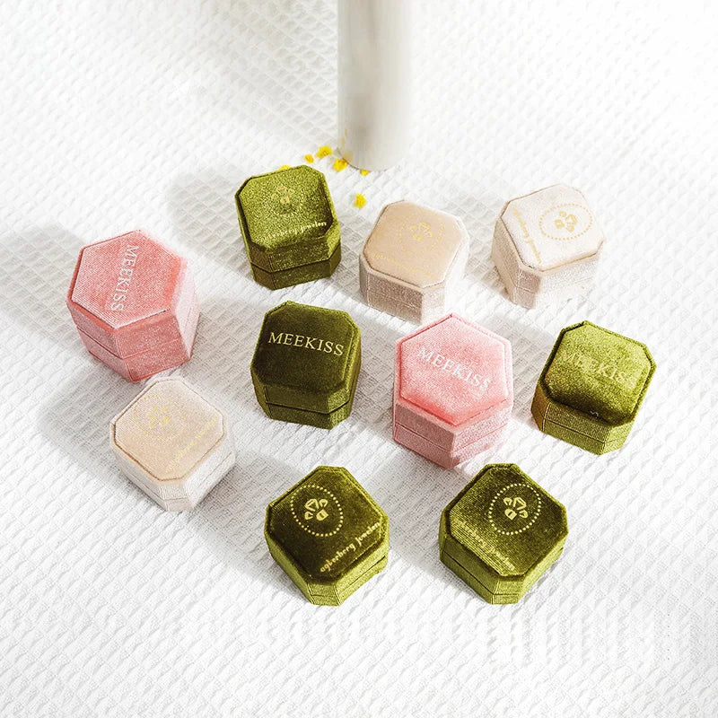 Velvet World Cover Jewelry Box Octagonal Korean Velvet Suggested Ring Box Necklace Packing Jewelry Gift Box Wholesale