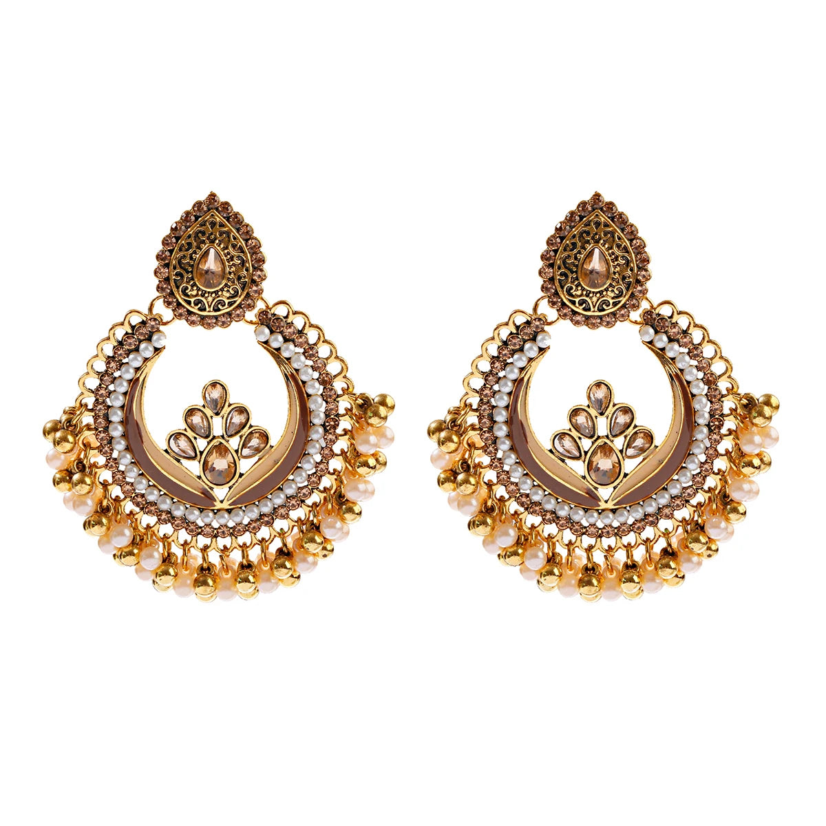 Vintage Gold Plated Drop Earrings with Teardrop Tassel Dangle Design for Women Wedding Jewelry