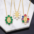 Hot Selling Exquisite Personality Color Zircon Necklace Vintage Exquisite Workmanship Virgin Mary Necklace for Women