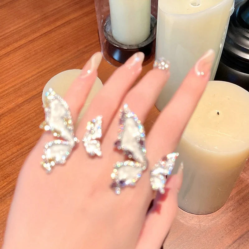 Wholesale Butterfly Shape Enamel Ring Oil Drip Classic CNAS Certified Rhodium Plated Open Adjustable Design Elegant Ring