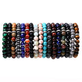 Classic 8MM Stone Beads Elastic Bracelet Stainless Steel Accessory Love's Unisex Couples Bracelet Daily Use Simple Party Gift