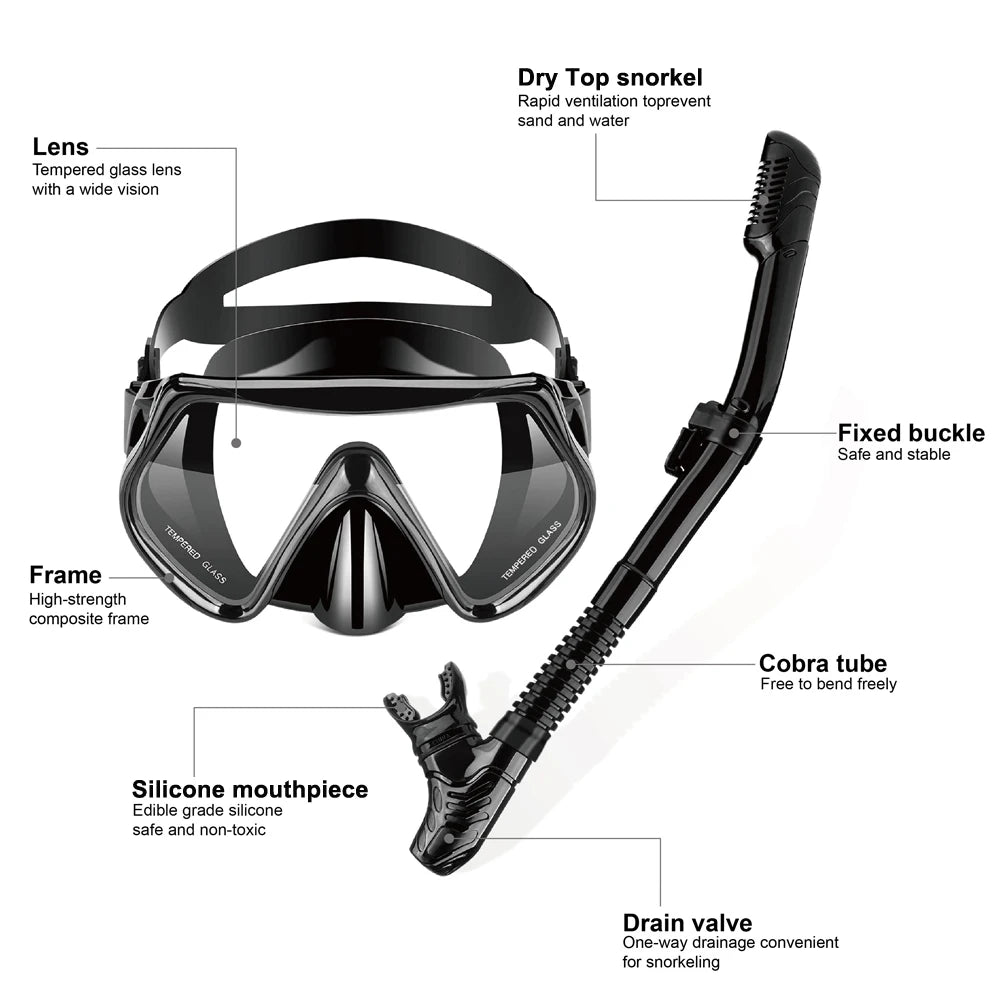 Hot Sale Diving Equipment Professional Designed Diver Freediving Gear Commercial Snorkel Set for Adult