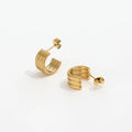 JOOLIM  High End 18K Gold Plated Quarter Hoop Earring Stainless Steel Jewelry