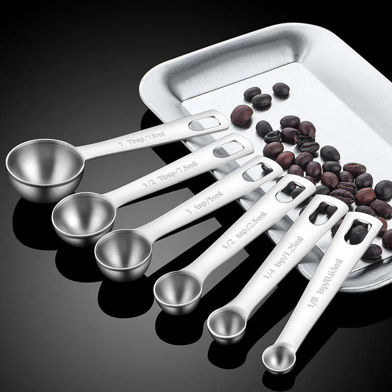 6pcs Set Stainless Steel Measuring Cups and Spoons Set Measuring Spoons Kitchen Set Trending Products 2021
